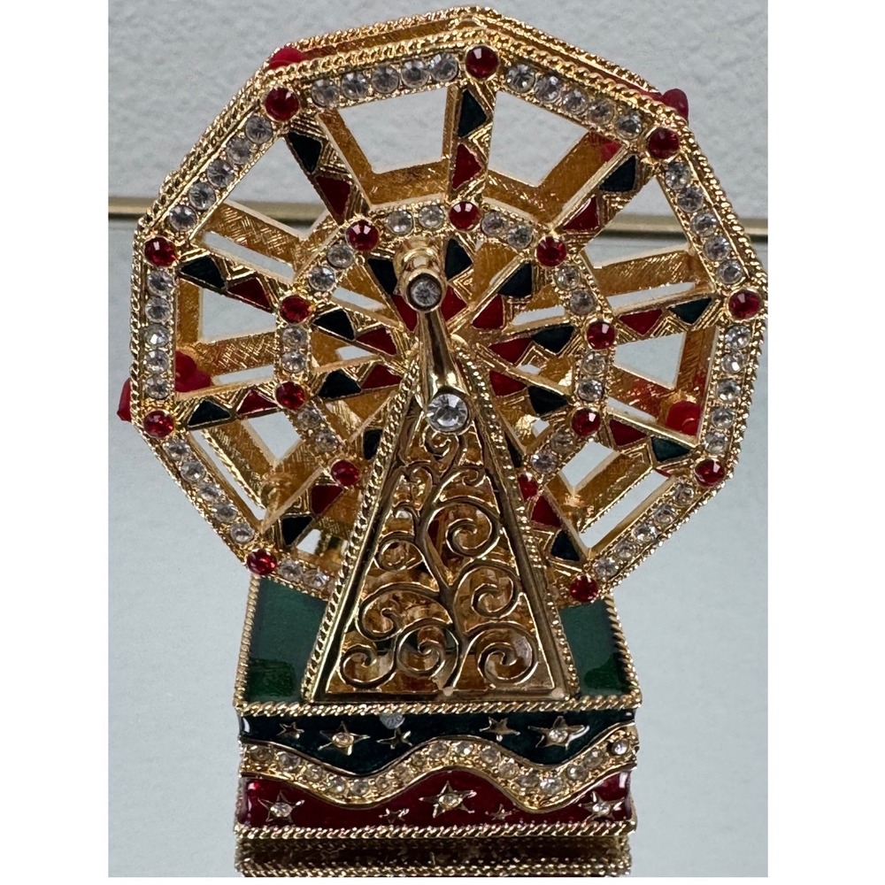 Estee Lauder Ferris Wheel Compact Gold/Crystal Great Vintage 2000 Collectible